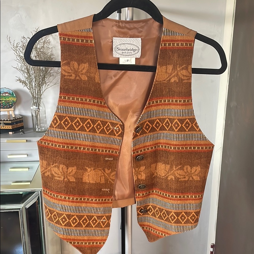 Stonebrige Brown Patterned Vest